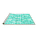 Sideview of Machine Washable Abstract Turquoise Contemporary Area Rugs, wshcon2384turq