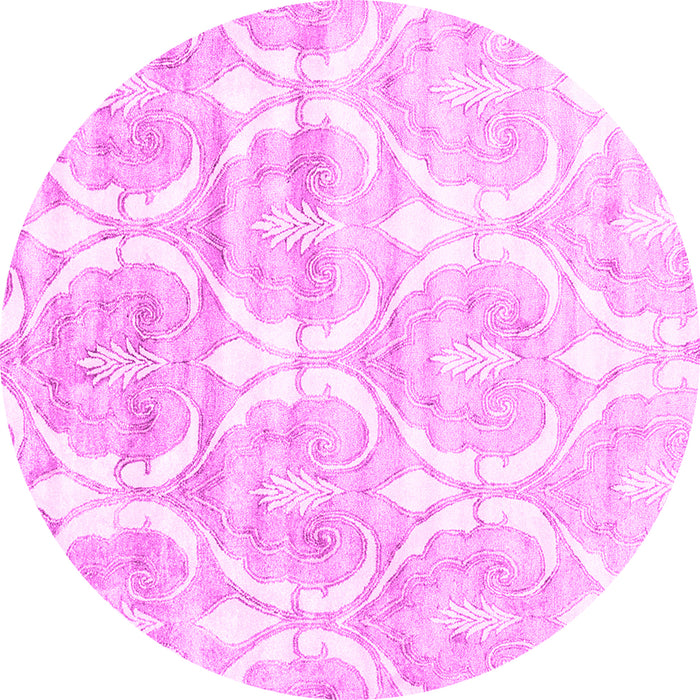 Round Machine Washable Abstract Pink Contemporary Rug, wshcon2384pnk