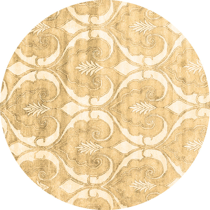 Round Abstract Brown Contemporary Rug, con2384brn
