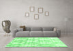 Machine Washable Abstract Emerald Green Contemporary Area Rugs in a Living Room,, wshcon2384emgrn