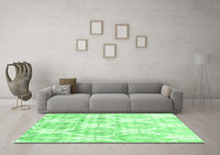 Machine Washable Abstract Emerald Green Contemporary Rug, wshcon2384emgrn