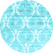 Round Abstract Light Blue Contemporary Rug, con2384lblu