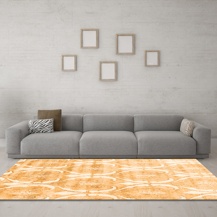 Machine Washable Abstract Orange Contemporary Area Rugs in a Living Room, wshcon2384org