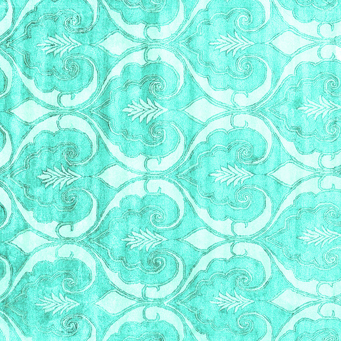 Square Machine Washable Abstract Turquoise Contemporary Area Rugs, wshcon2384turq