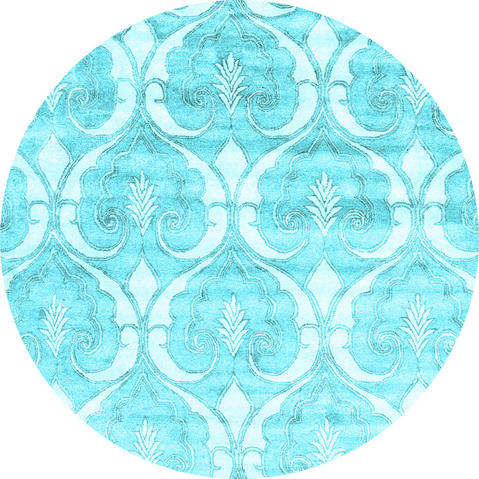 Round Machine Washable Abstract Light Blue Contemporary Rug, wshcon2384lblu