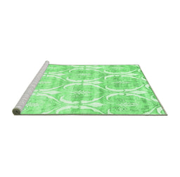 Sideview of Machine Washable Abstract Emerald Green Contemporary Area Rugs, wshcon2384emgrn