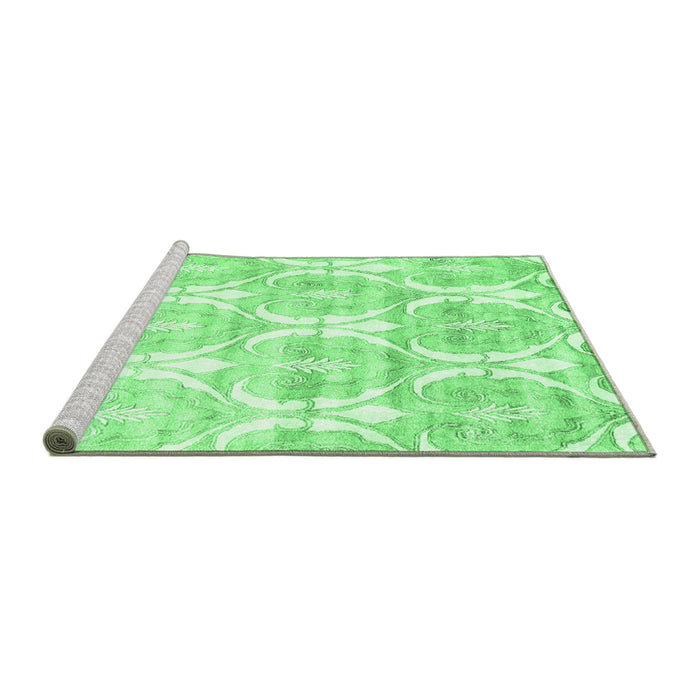 Sideview of Machine Washable Abstract Emerald Green Contemporary Area Rugs, wshcon2384emgrn