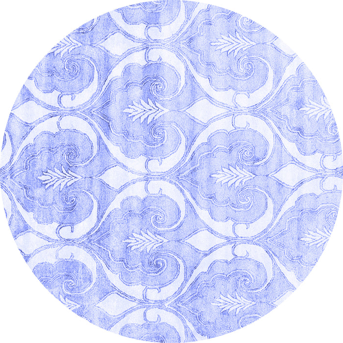 Round Abstract Blue Contemporary Rug, con2384blu