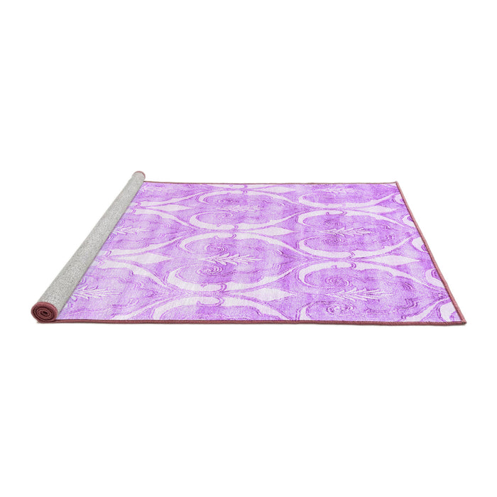 Sideview of Machine Washable Abstract Purple Contemporary Area Rugs, wshcon2384pur