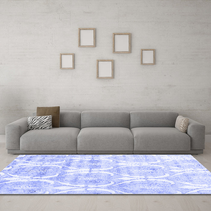 Machine Washable Abstract Blue Contemporary Rug in a Living Room, wshcon2384blu