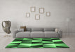 Machine Washable Abstract Emerald Green Contemporary Area Rugs in a Living Room,, wshcon2385emgrn