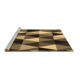 Sideview of Machine Washable Abstract Brown Contemporary Rug, wshcon2385brn