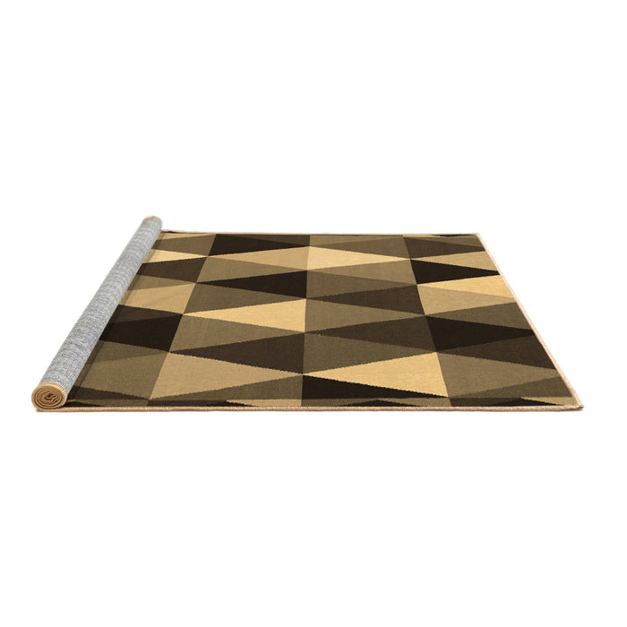 Sideview of Machine Washable Abstract Brown Contemporary Rug, wshcon2385brn