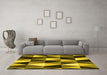 Machine Washable Abstract Yellow Contemporary Rug in a Living Room, wshcon2385yw