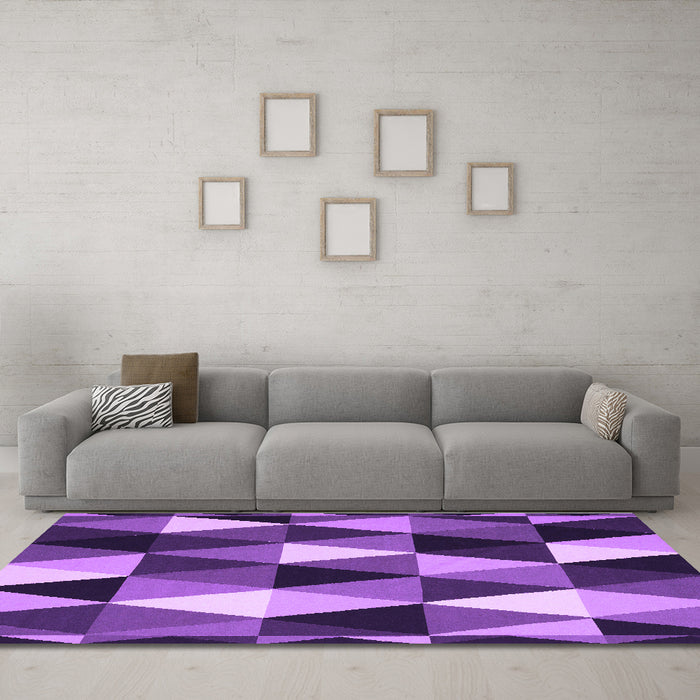 Machine Washable Abstract Purple Contemporary Area Rugs in a Living Room, wshcon2385pur