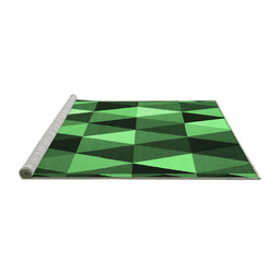 Sideview of Machine Washable Abstract Emerald Green Contemporary Area Rugs, wshcon2385emgrn