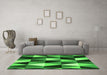 Machine Washable Abstract Green Contemporary Area Rugs in a Living Room,, wshcon2385grn