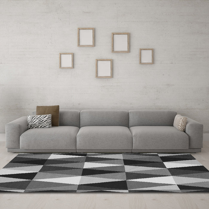 Machine Washable Abstract Gray Contemporary Rug in a Living Room,, wshcon2385gry
