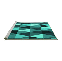 Sideview of Machine Washable Abstract Turquoise Contemporary Area Rugs, wshcon2385turq