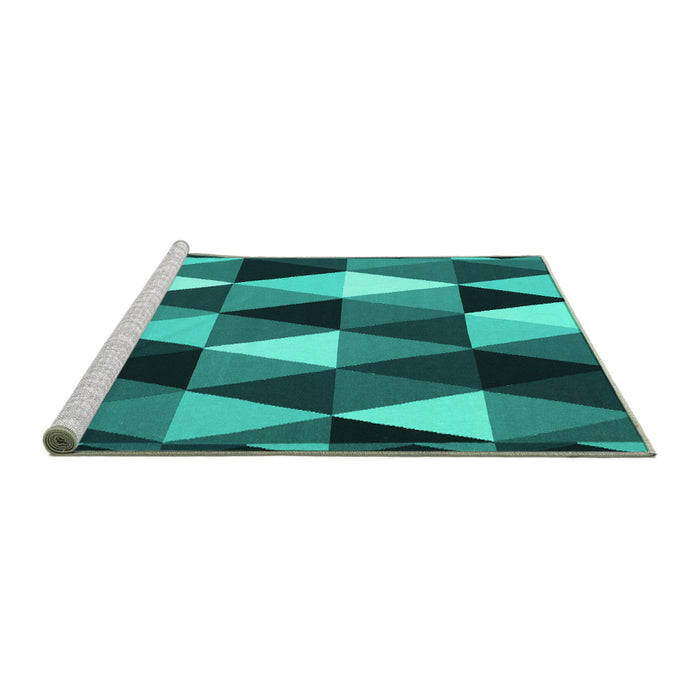 Sideview of Machine Washable Abstract Turquoise Contemporary Area Rugs, wshcon2385turq