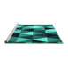 Sideview of Machine Washable Abstract Turquoise Contemporary Area Rugs, wshcon2385turq