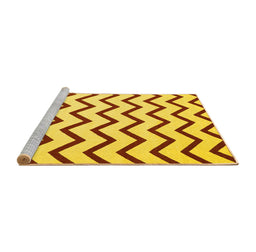 Sideview of Machine Washable Abstract Yellow Contemporary Rug, wshcon2386yw
