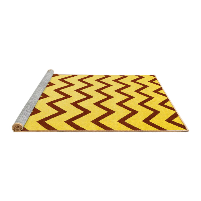 Sideview of Machine Washable Abstract Yellow Contemporary Rug, wshcon2386yw