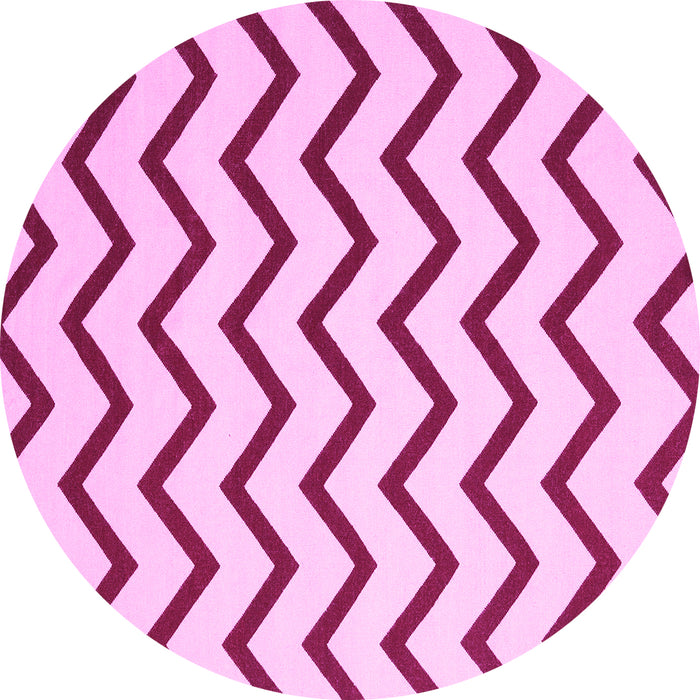 Round Abstract Pink Contemporary Rug, con2386pnk