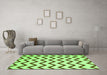 Machine Washable Abstract Green Contemporary Area Rugs in a Living Room,, wshcon2386grn