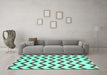 Machine Washable Abstract Turquoise Contemporary Area Rugs in a Living Room,, wshcon2386turq