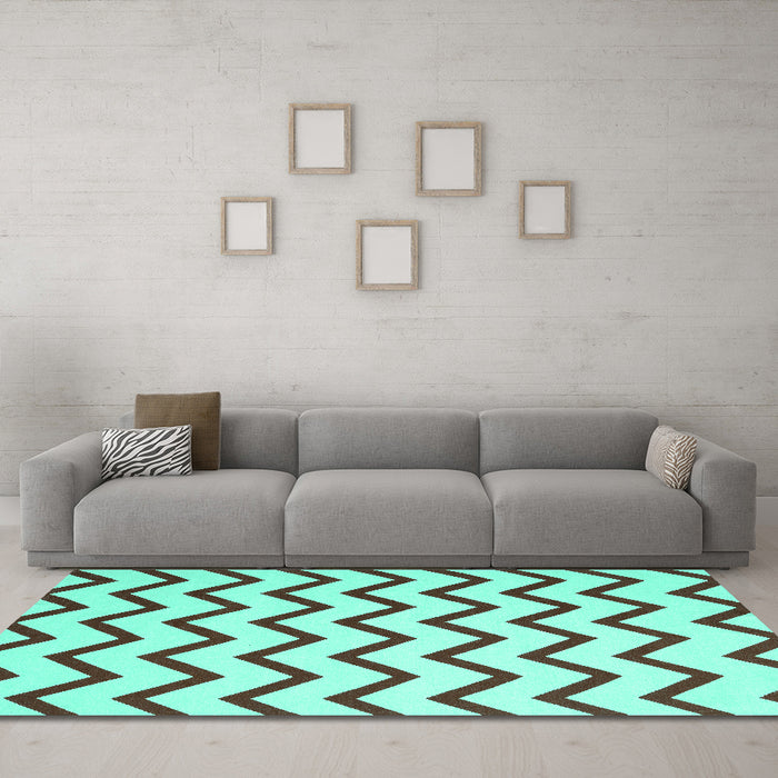 Machine Washable Abstract Turquoise Contemporary Area Rugs in a Living Room,, wshcon2386turq