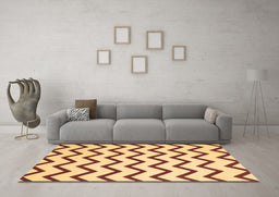 Machine Washable Abstract Brown Contemporary Rug in a Living Room,, wshcon2386brn