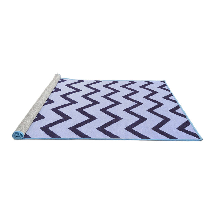 Sideview of Machine Washable Abstract Blue Contemporary Rug, wshcon2386blu