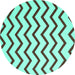 Round Abstract Turquoise Contemporary Rug, con2386turq