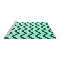 Sideview of Machine Washable Abstract Turquoise Contemporary Area Rugs, wshcon2386turq