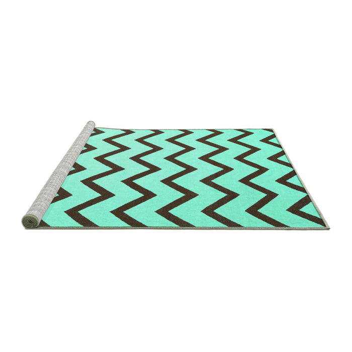 Sideview of Machine Washable Abstract Turquoise Contemporary Area Rugs, wshcon2386turq