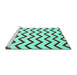 Sideview of Machine Washable Abstract Turquoise Contemporary Area Rugs, wshcon2386turq