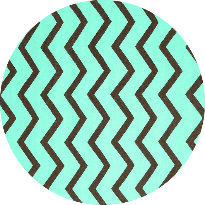 Round Machine Washable Abstract Turquoise Contemporary Area Rugs, wshcon2386turq