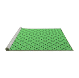 Sideview of Machine Washable Abstract Emerald Green Contemporary Area Rugs, wshcon2387emgrn