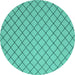 Round Machine Washable Abstract Turquoise Contemporary Area Rugs, wshcon2387turq