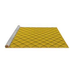 Sideview of Machine Washable Abstract Yellow Contemporary Rug, wshcon2387yw