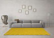 Machine Washable Abstract Yellow Contemporary Rug in a Living Room, wshcon2387yw