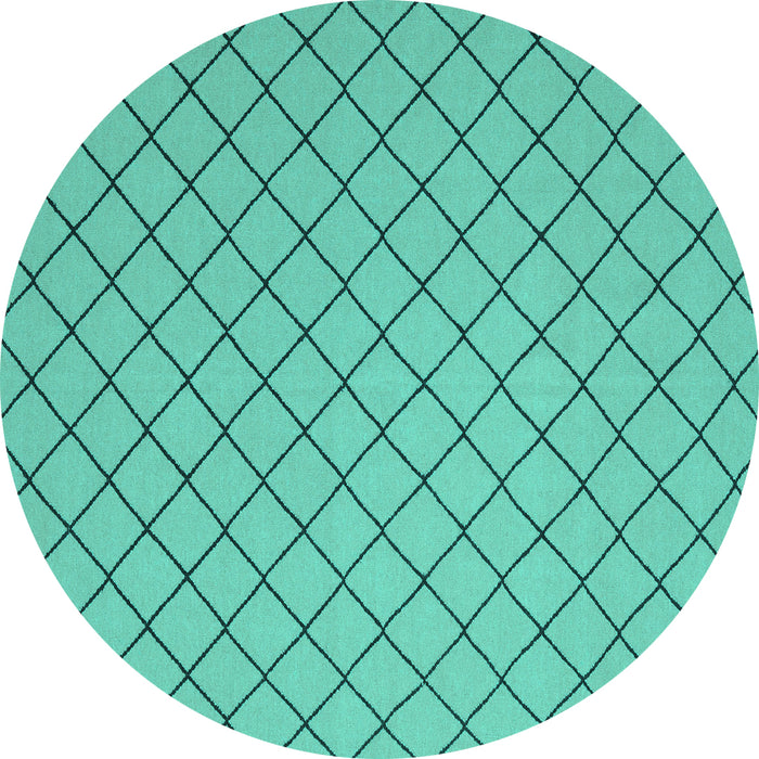 Round Abstract Turquoise Contemporary Rug, con2387turq