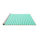 Sideview of Machine Washable Solid Turquoise Modern Area Rugs, wshcon2388turq