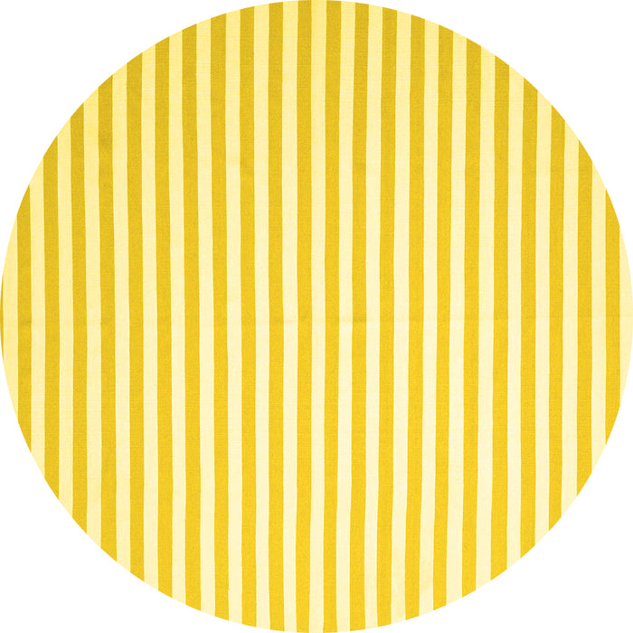 Round Machine Washable Solid Yellow Modern Rug, wshcon2388yw