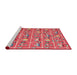 Serging Thickness of Machine Washable Contemporary Red Rug, wshcon2389