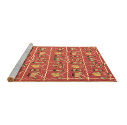 Sideview of Machine Washable Abstract Brown Contemporary Rug, wshcon2389brn