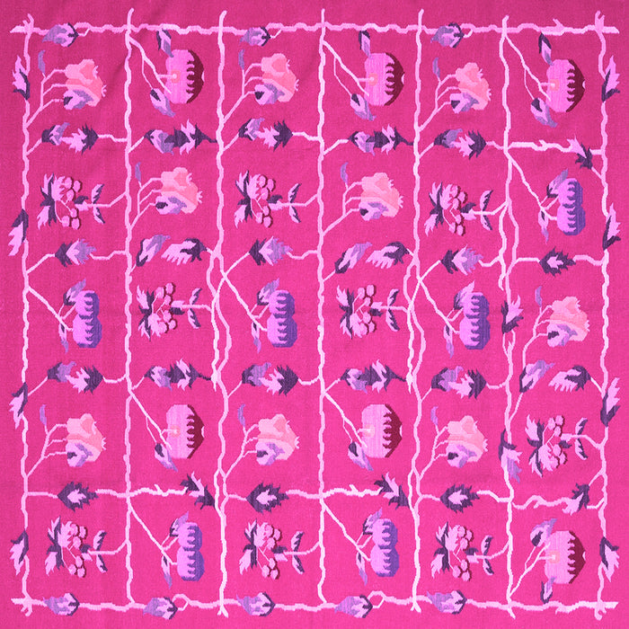 Square Machine Washable Abstract Pink Contemporary Rug, wshcon2389pnk