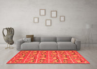 Machine Washable Abstract Orange Contemporary Rug, wshcon2389org