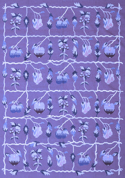 Abstract Blue Contemporary Rug, con2389blu